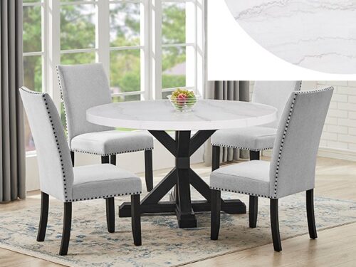 1320RD-5P VARLEY ROUND MARBLE DINING GROUP