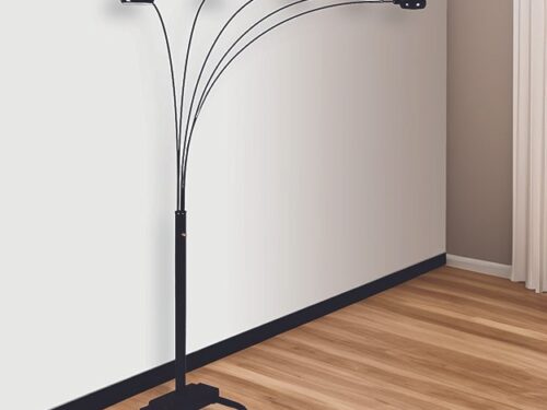 4888B-BK PEACOCK SHADE FLOOR LAMP BK 82"H