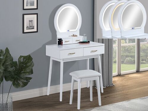 4905SET-WH CECILIA VANITY TABLE & STOOL-WHITE
