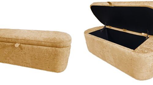 4924GD-BENCH PHILIPA STORAGE BENCH- GOLD TWEED