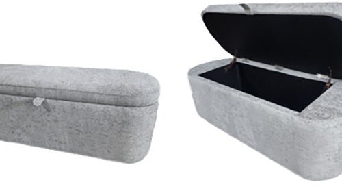 4924LG-BENCH PHILIPA STORAGE BENCH- L.GREY TWEED