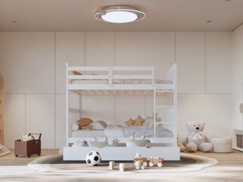 BB31 Full/Full Bunk Bed w/Twin Trundle White