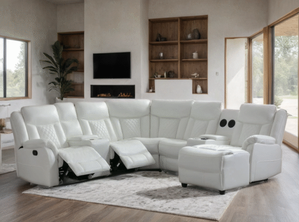 Champion White Reclining Sectional