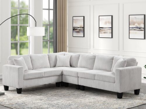 Logan Beige - Reversible Sectional (Cord Fabric)