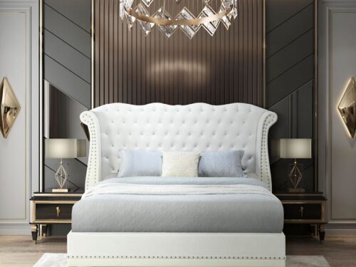 Luxor White Platform Bed - Queen, King