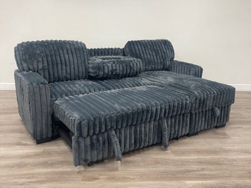 Poland Charcoal Reversible Sectional With Pull-Out Bed