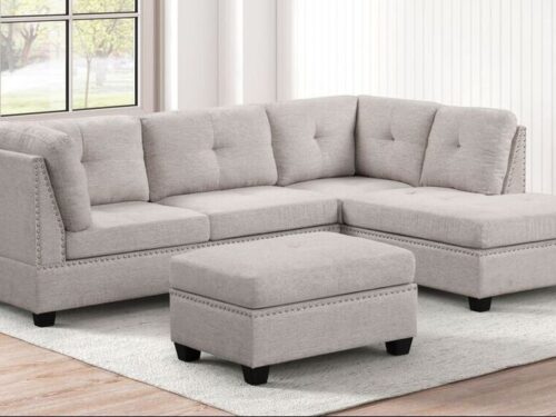 Sienna - Stone Sectional + Ottoman Set